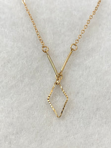 Gold Dimond Cut Charm Necklace