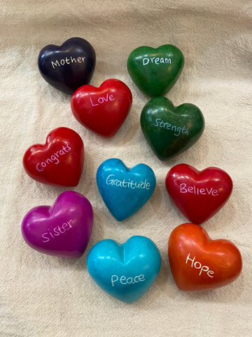 Hand Carved Soap Stone Heart With Word