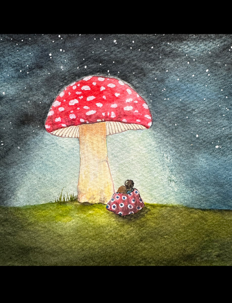 Can you hear my heart? Original Art By Nina Hand - Original Watercolor Painting: FRAMED