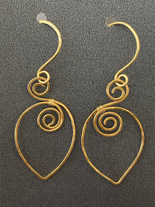 Hand Wired Brass Rain Drop Design Earrings Made in PDX