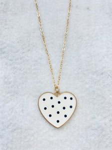 Cute Enamel Heart Charm Gold Necklace