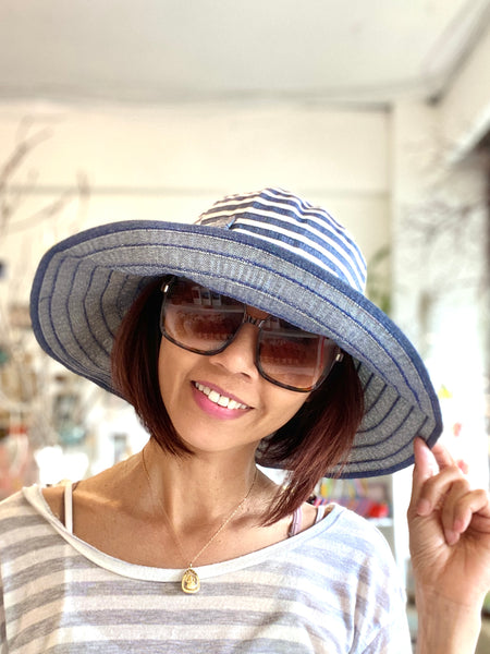 Two-Tone Packable Ribbon Sun Hat With Bow Accent