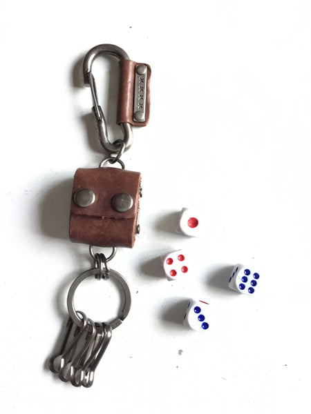 Handmade Genuine Leather Keychain w/ 4 Dice