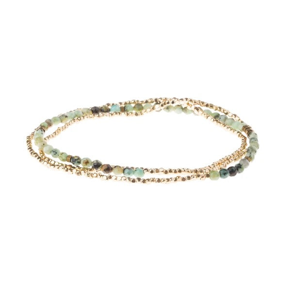 Delicate African Turquoise Stone Wrap Bracelet/Necklace