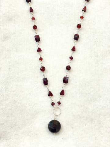 Elegant Garnet Beads on Sterling Silver Necklace