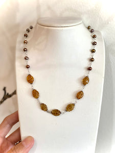 Hand Wired FWP and Citrine on Sterling Silver Necklace