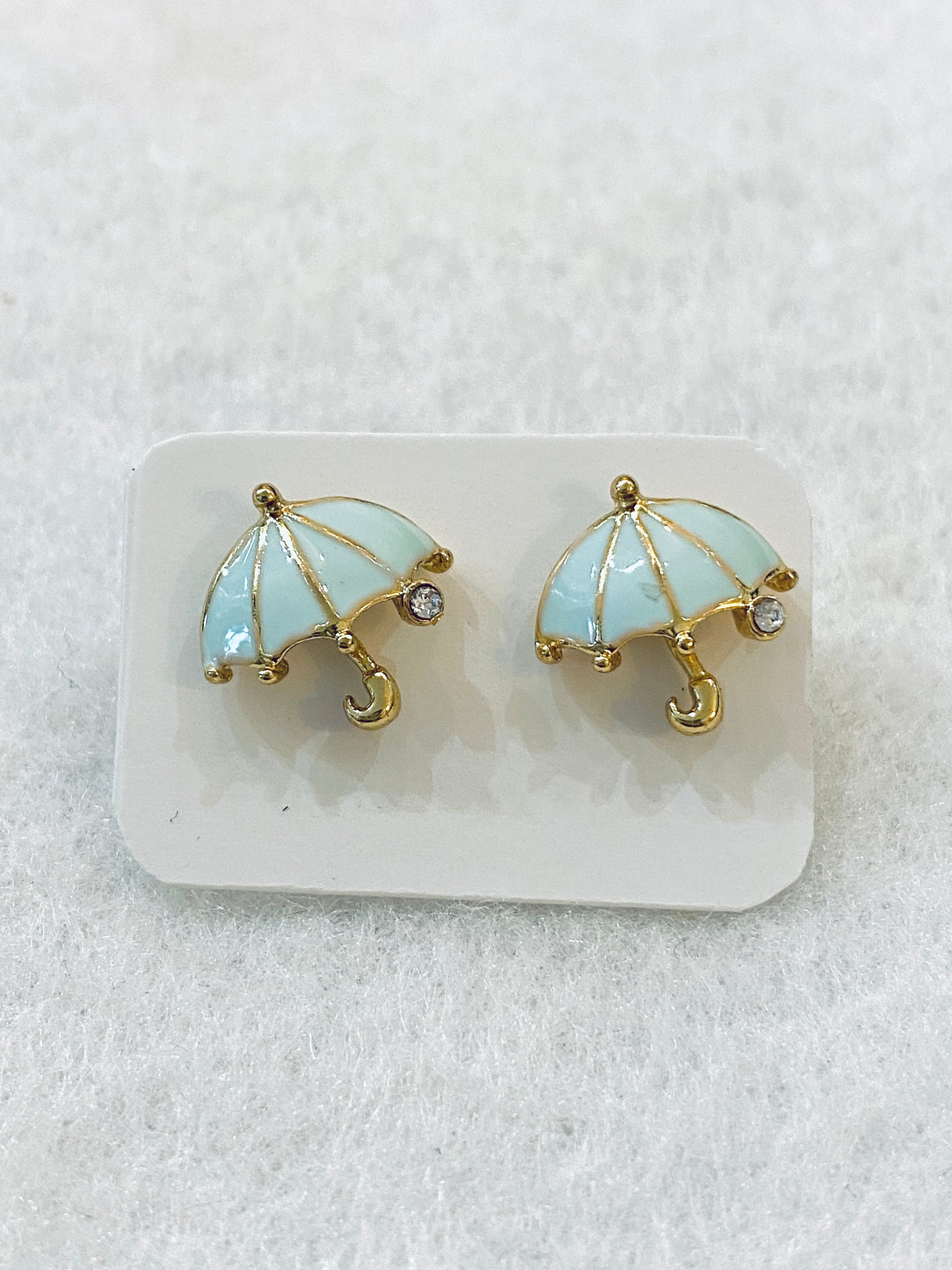 Umbrella Enamel Stud Earrings With Crystal Accents