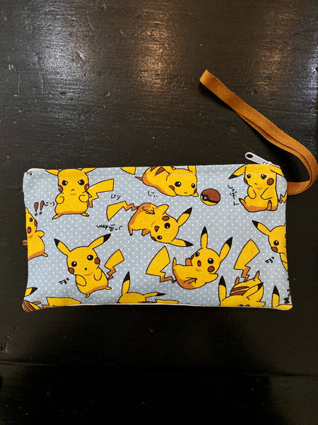 Large Handmade Cute Make Up/ Pencil Pouch with Wrist Strap