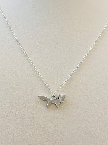 Silver Fox Charm Necklace