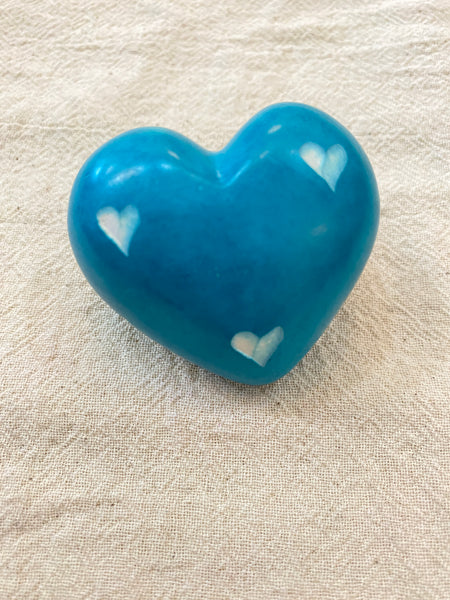 Hand Carved Soap Stone Heart With Patterns