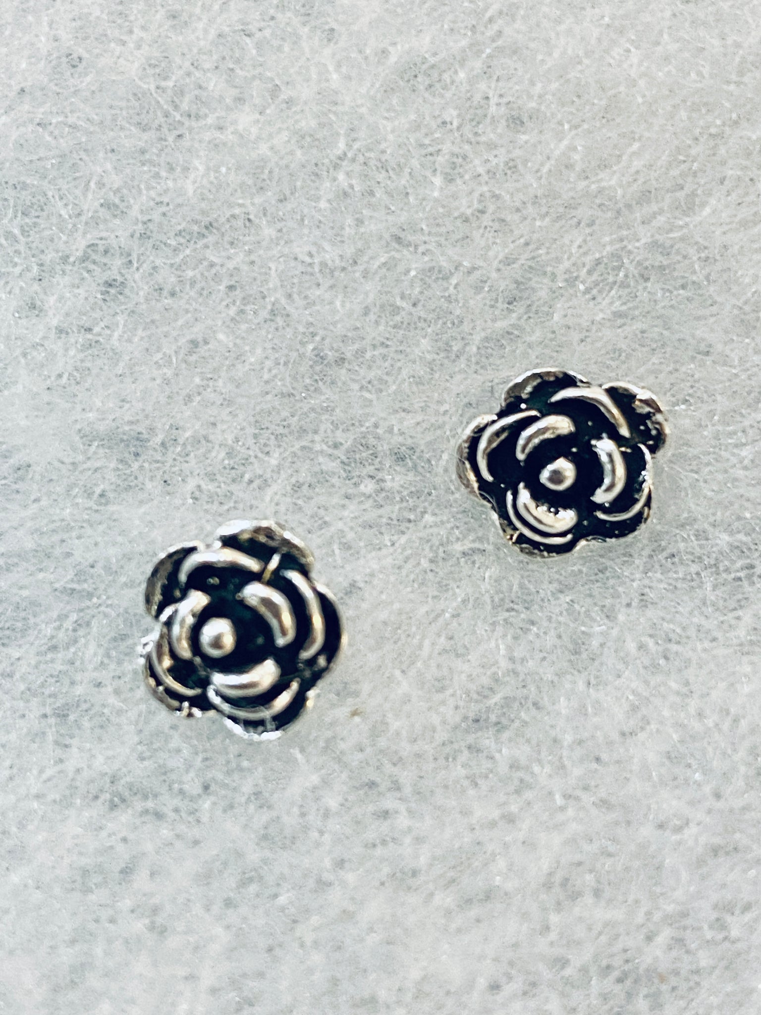 Rose Sterling Silver Stud Earrings