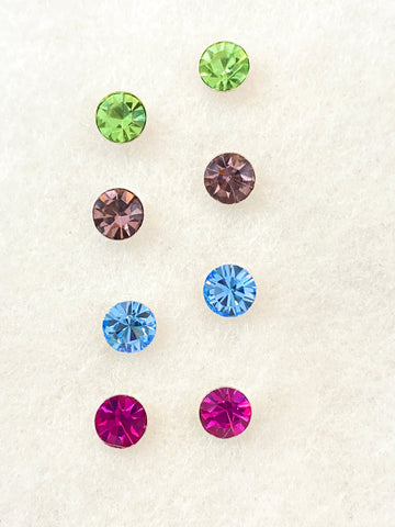 Colorful Cubic Zirconia On Sterling Silver Stud Earrings