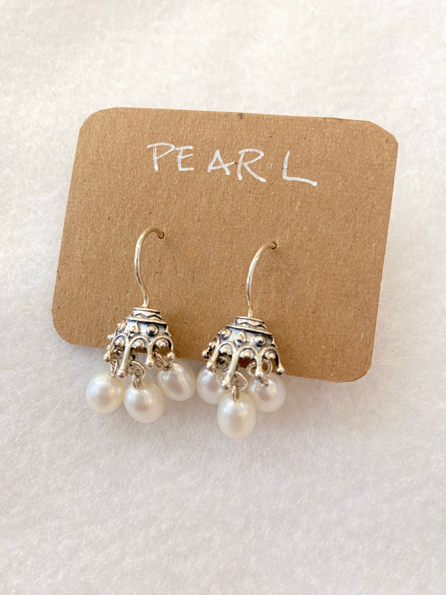 3 Pearls Dangle Earrings