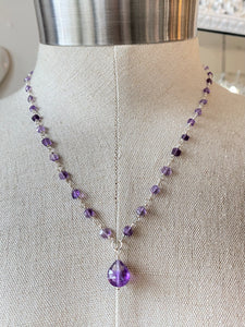 Elegant Amethyst Beads on Sterling Silver Necklace