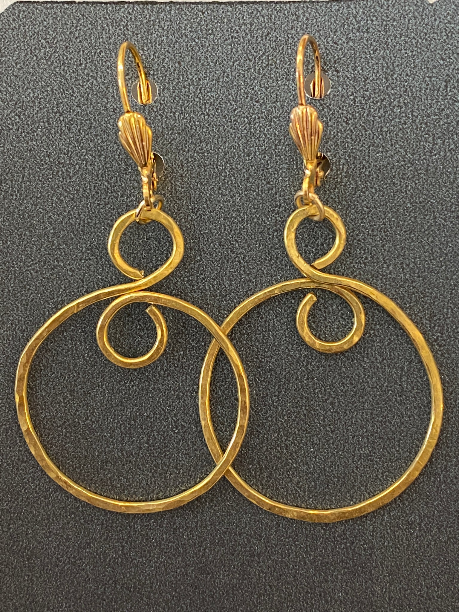 Hand Wired Brass S Hoop Design Earrings Made in PDX