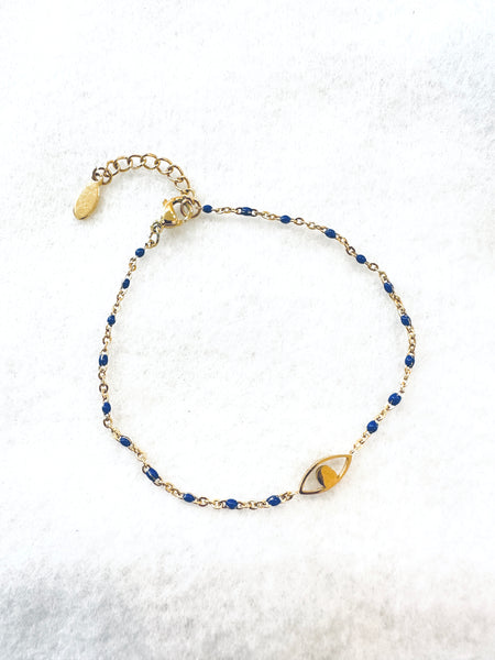 Delicate Evil Eye Charm Bracelet With Semi Precious Stone Beads