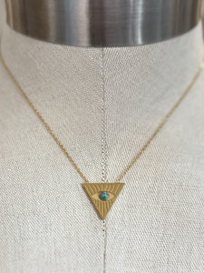 Gold Triangle Evil Eye with Semi-Precious Stone Charm Necklace