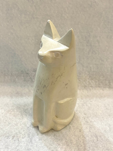 Handmade Soapstone Sitting Cat Paperweight/Hand Carved Miniature Figurines/Sculptures