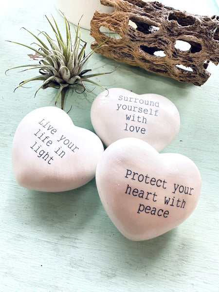 Ceramic Heart Peace and Love Token