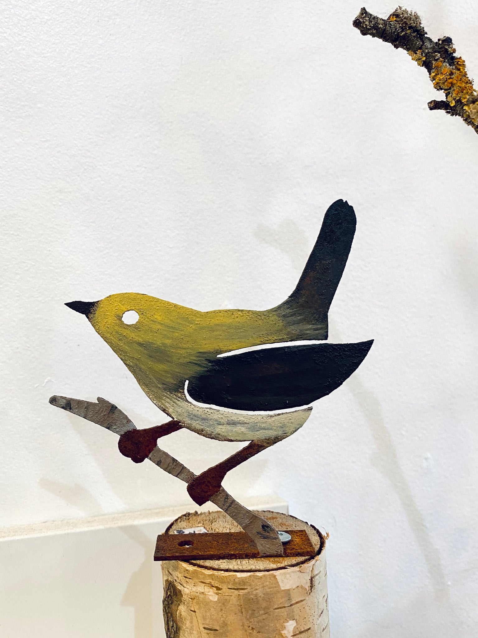 Hand Painted Bird On Branch Garden Art Made In USA