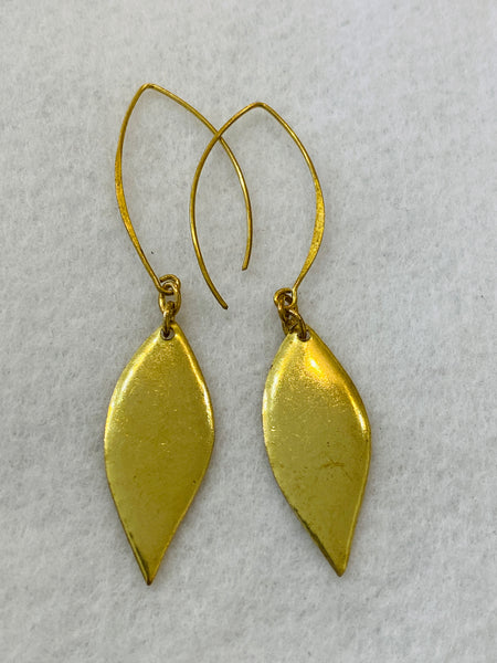 Handmade Gold Leaf Drop Earrings