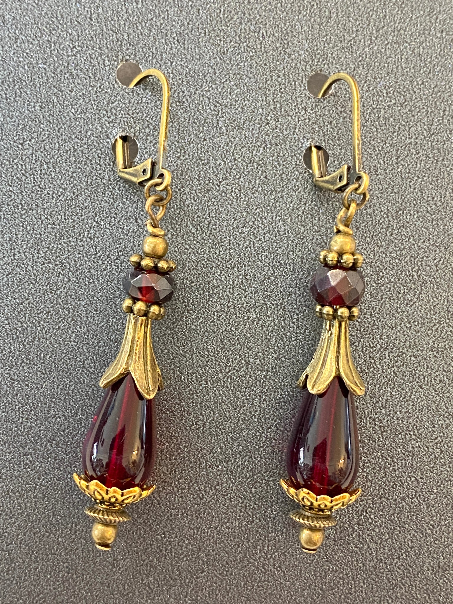 Garnet Long Dangle Earrings Made in PDX