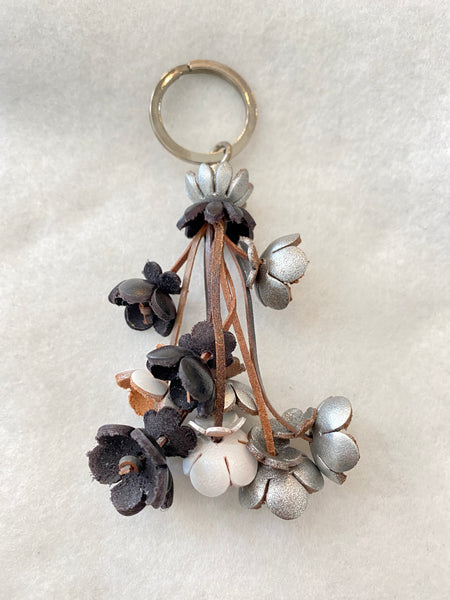 Genuine Leather Mini Flowers Key Chain or Bag Charm