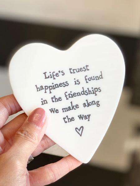 Heart Shaped With Friendship Quote Porcelain Coaster