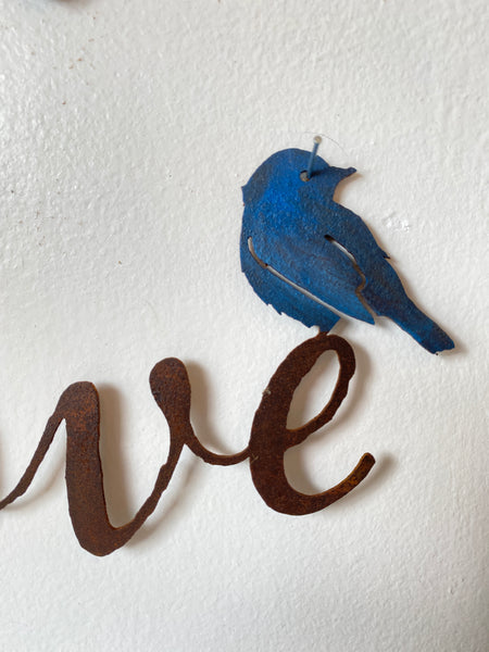 Bird On Love Script Wall Art Made In USA