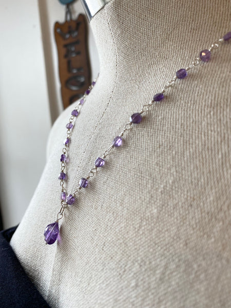 Elegant Amethyst Beads on Sterling Silver Necklace
