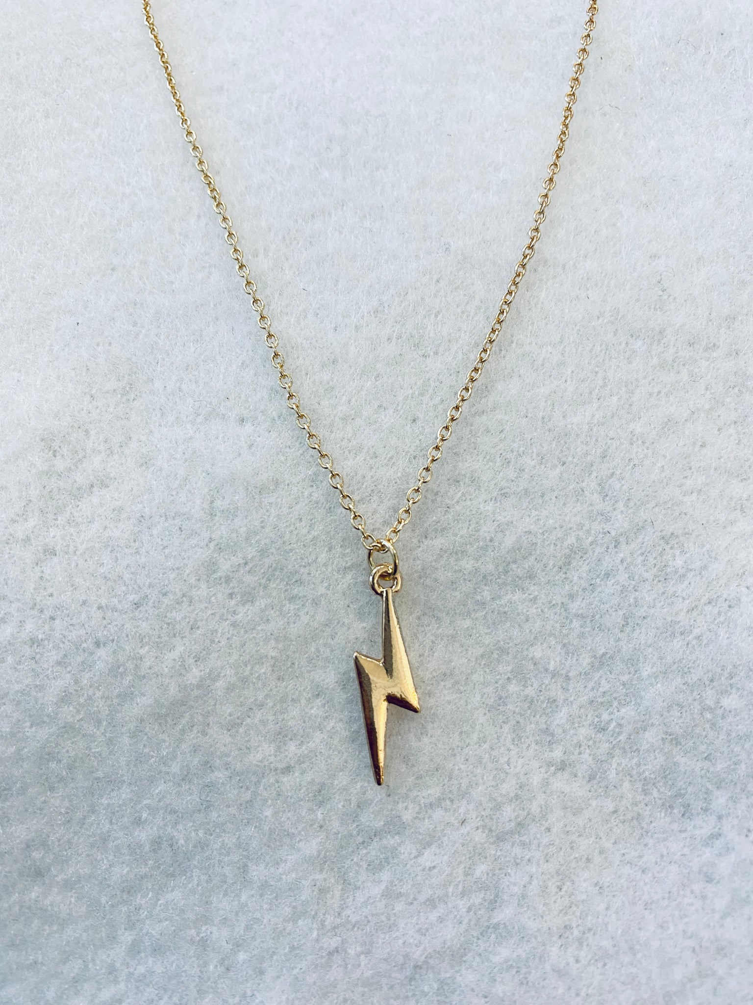 Cute Gold Lightning Bolt Charm Necklace