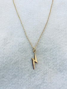 Cute Gold Lightning Bolt Charm Necklace