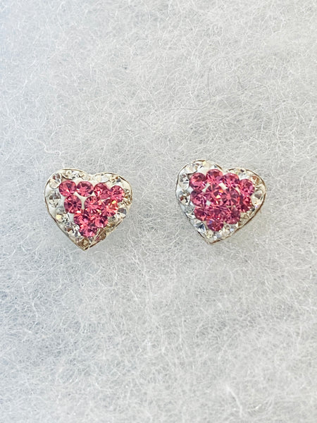 Beautiful CZ Color Heart 925 Stud Sterling Silver Earrings