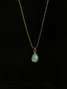 Tear Drop Semi-Precious Charm Long Necklace