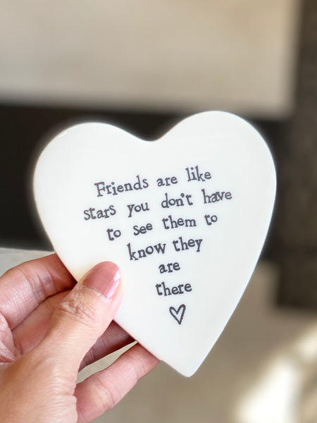 Heart Shaped With Friendship Quote Porcelain Coaster