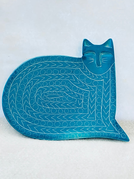 Hand Carved Cat Dish Trinket/ Plate Soapstone