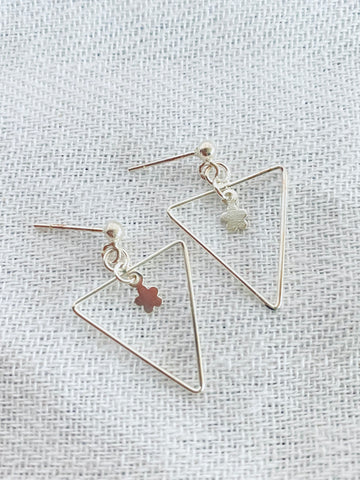 Modern Triangle Dangle 925 Sterling Silver Stud Earrings