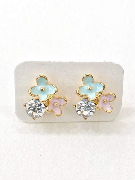 Dainty Flowers With Diamond Accent Stud earrings