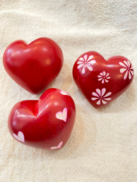 Hand Carved Soap Stone Heart With Patterns