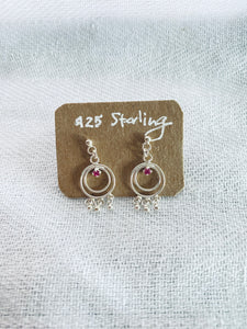 925 Sterling Silver Circles Stud Earrings with Crystal Accents