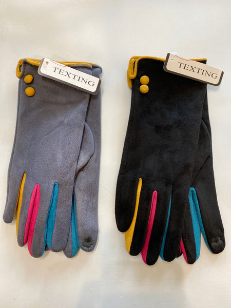 Stella Gloves: Colorful Women's Stylish Texting Gloves w/ Buttons Accents