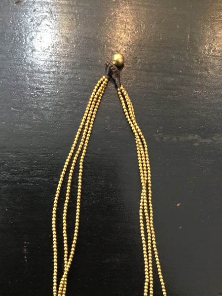 Three strands brass beads handmade necklace